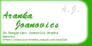 aranka joanovics business card